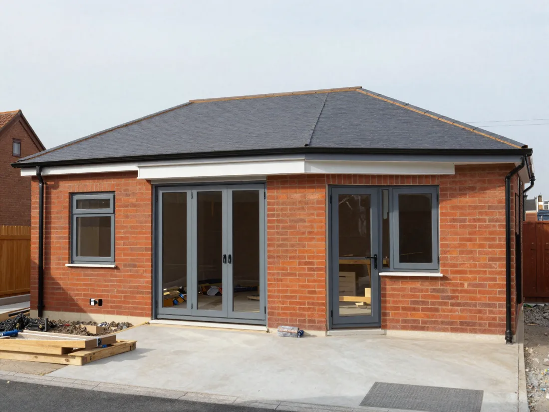 Construction work in progress on a home extension