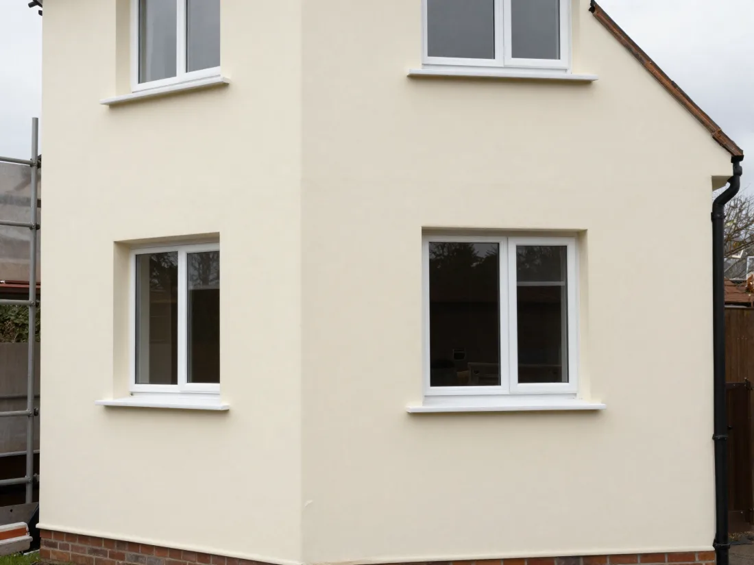 External wall insulation finished with smooth render on a UK home